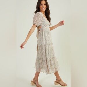 Altar'd State Floral double tie back midi dress